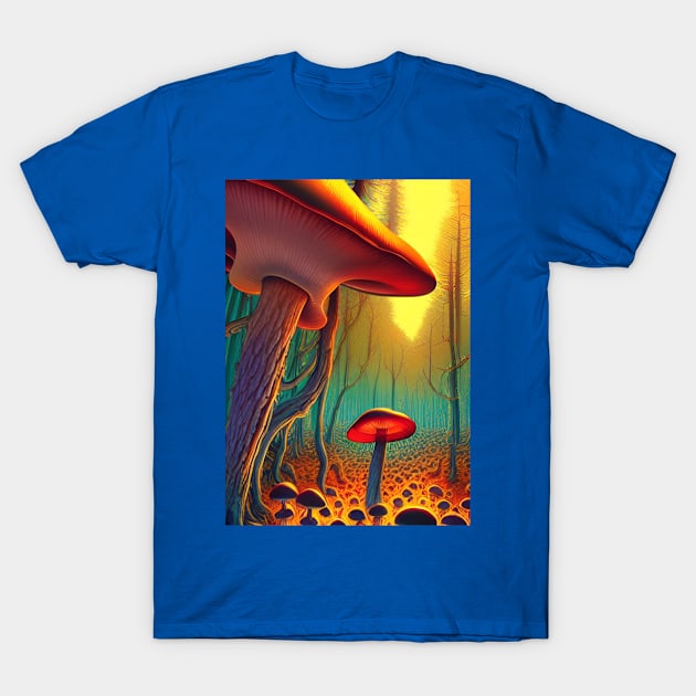 DREAMY SURREAL RED MUSHROOMS AT SUNRISE T-Shirt by sailorsam1805